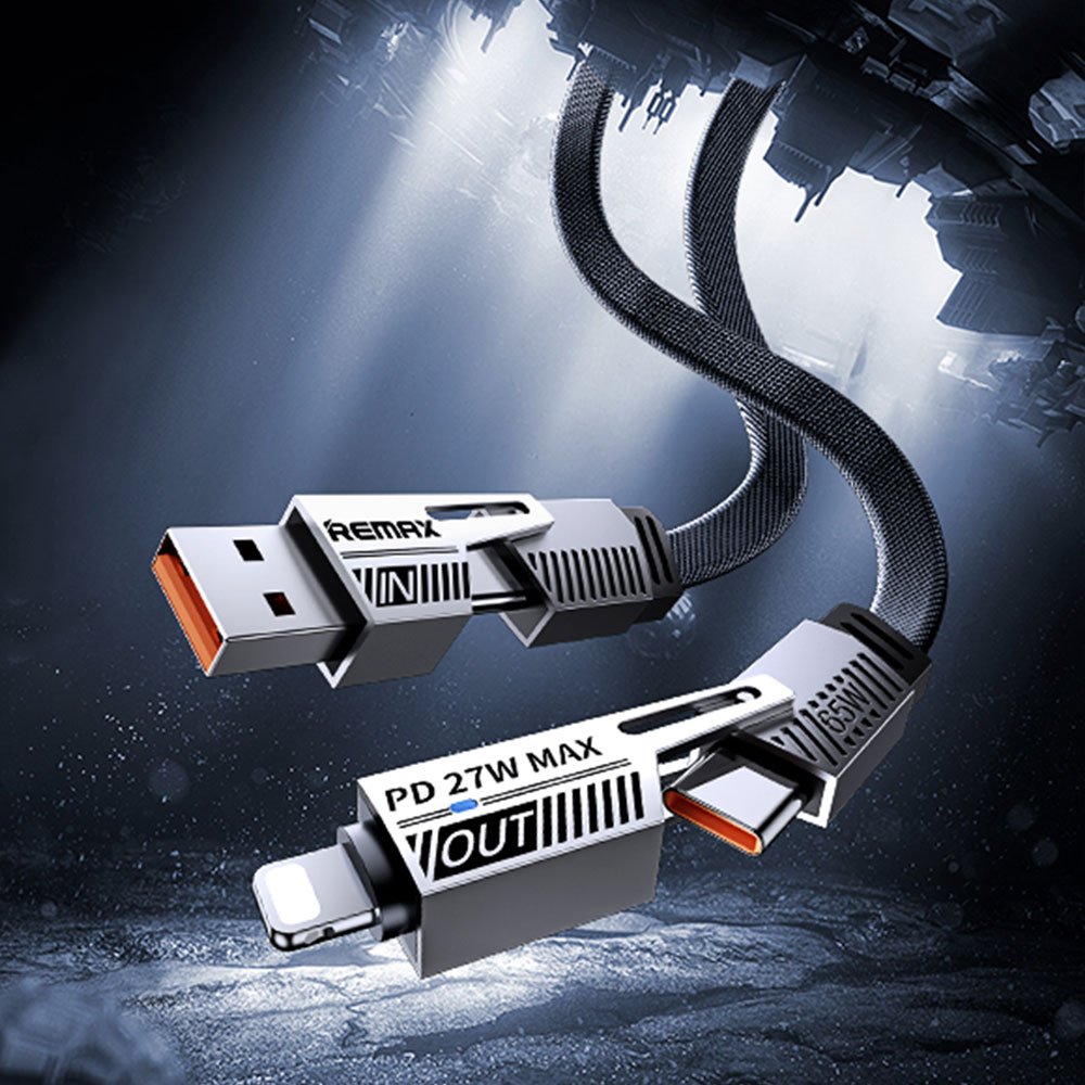 Remax RC-C189 65W 4 In 1 Multi Functional Data Cable Black - Image 3