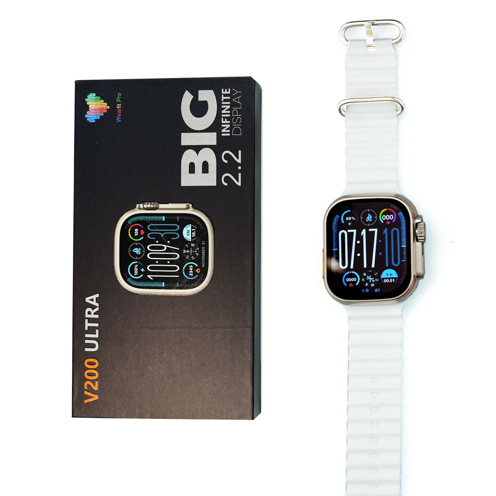 V200 Ultra 2.2 Large Screen Ip68 Waterproof Sport Smart Watch With Wearfit Pro App - Grey - Image 2
