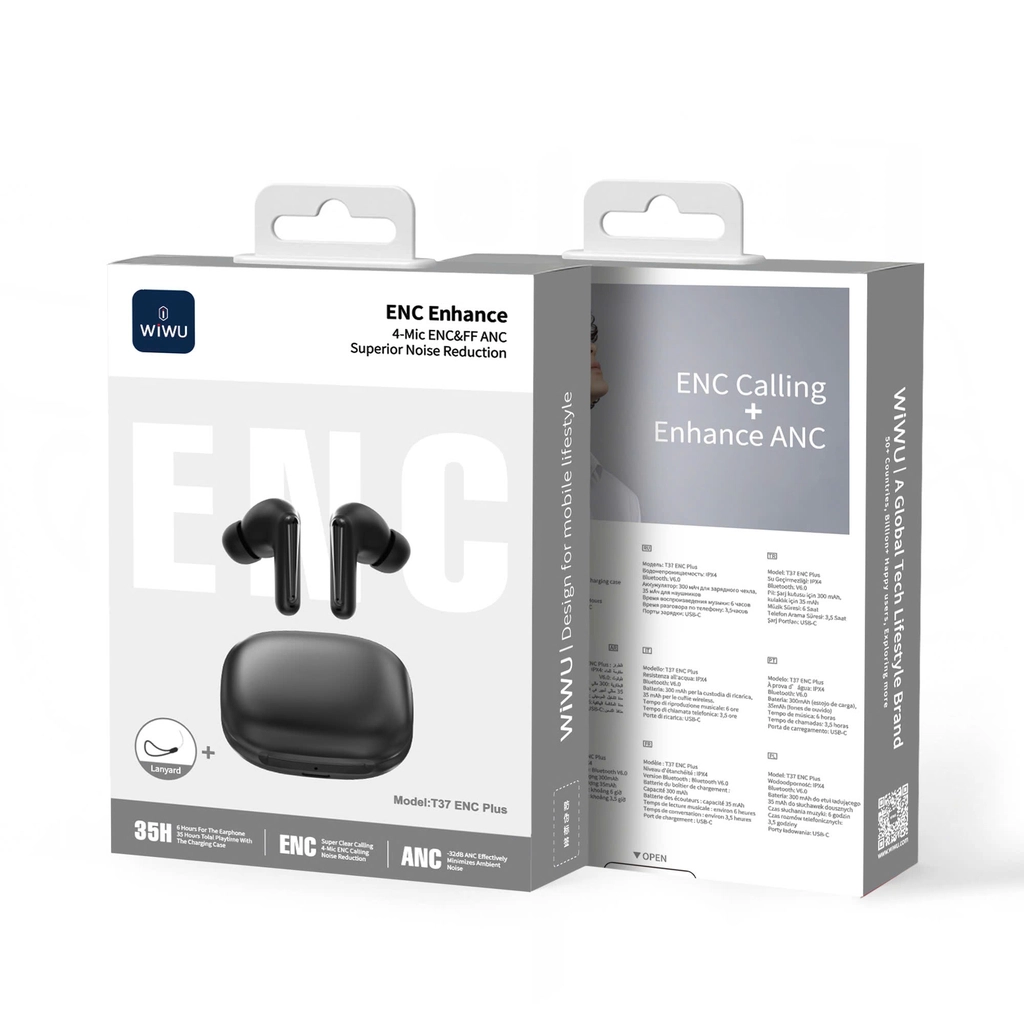WiWU T37 ENC Plus Bluetooth Noise Cancellation Earbuds With latest Bluetooth Version 6.0 - Image 5
