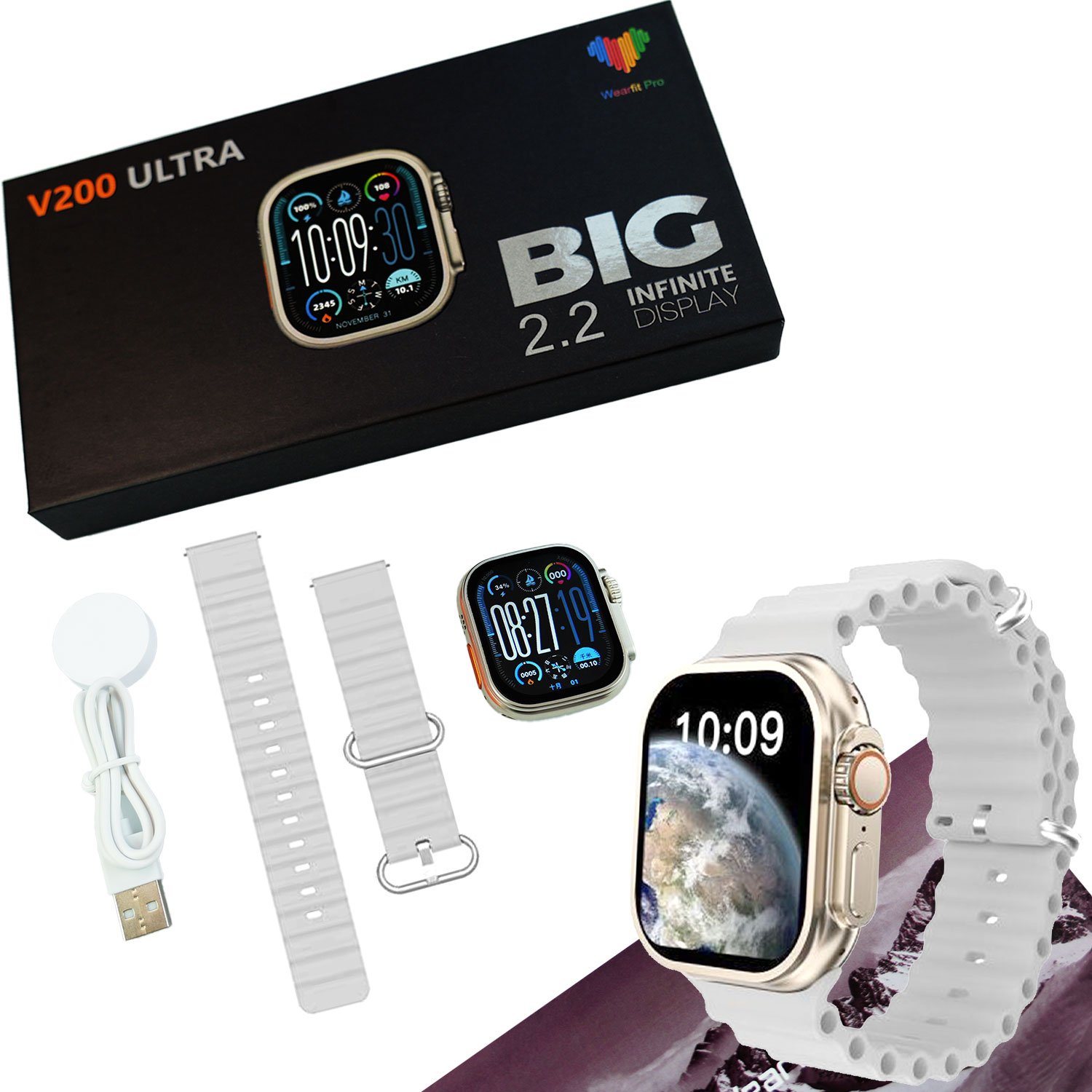 V200 Ultra 2.2 Large Screen Ip68 Waterproof Sport Smart Watch With Wearfit Pro App - Grey - Image 3