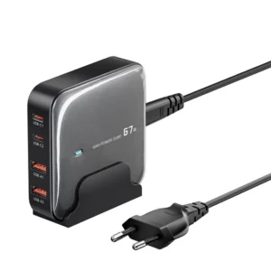 Toocki 67W GaN Multi-Port Charger Station | USB-C PD & QC Fast Desktop Charging Adapter for iPhone, MacBook Pro, Xiaomi & More