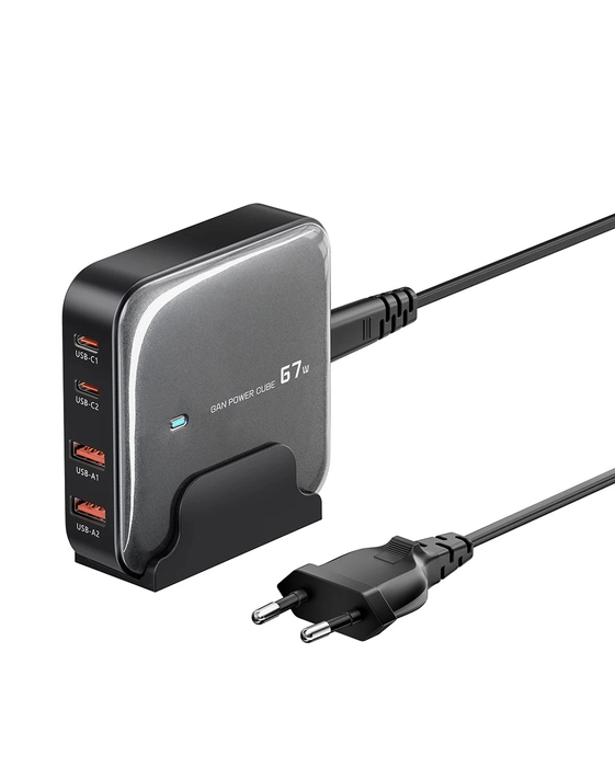Toocki 67W GaN Multi-Port Charger Station | USB-C PD & QC Fast Desktop Charging Adapter for iPhone, MacBook Pro, Xiaomi & More