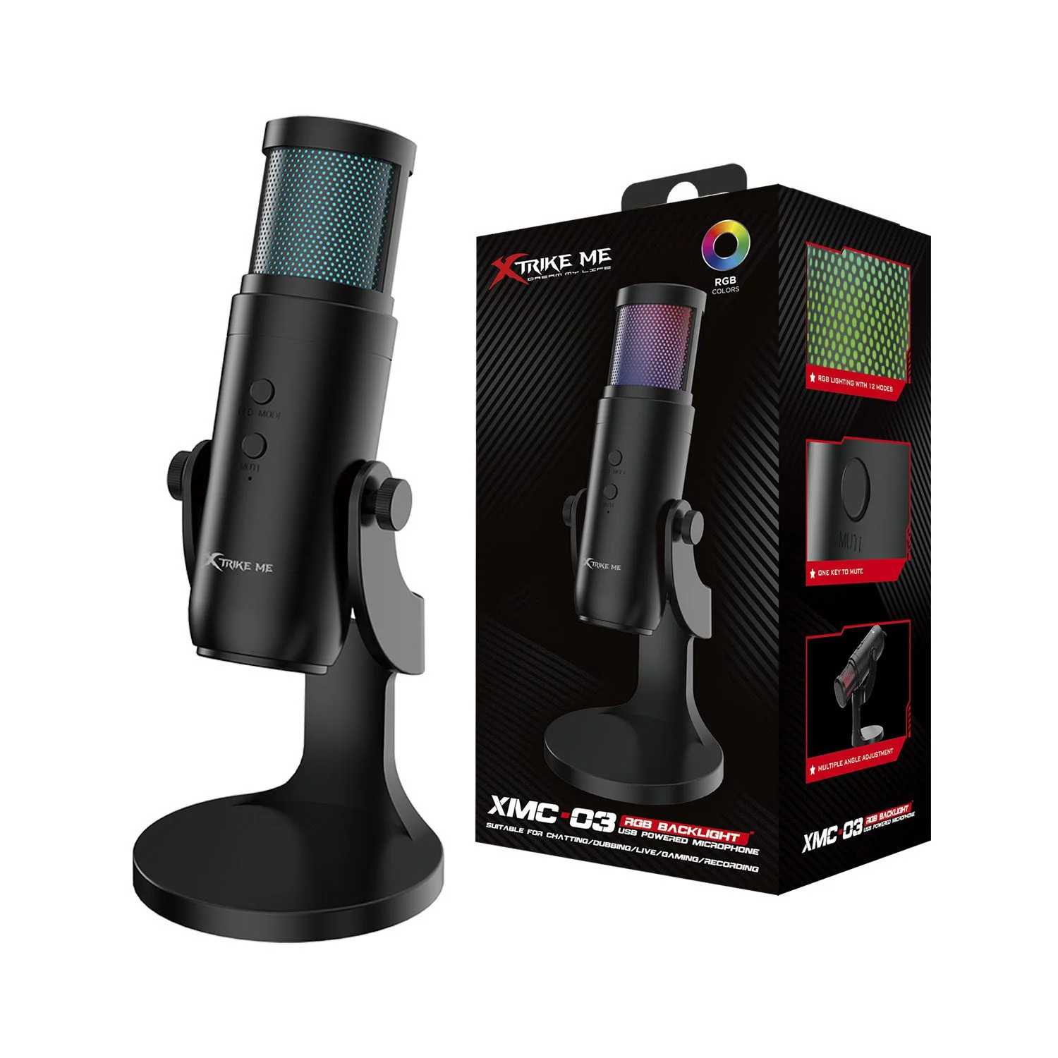 Xtrike Me XMC-03 Usb 12 RGB Light Gaming Microphone