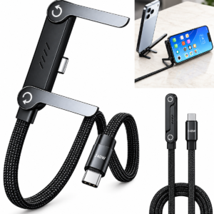 240W Type C to C Braided Cable with 360 Degree Aluminum Stand